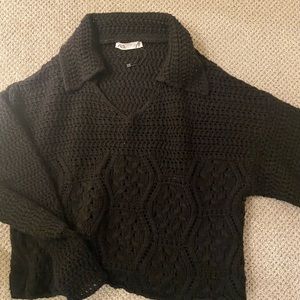 Zara black crochet cropped sweater